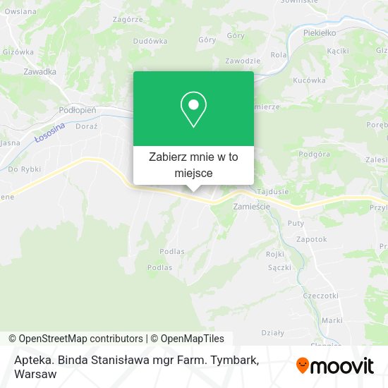 Mapa Apteka. Binda Stanisława mgr Farm. Tymbark