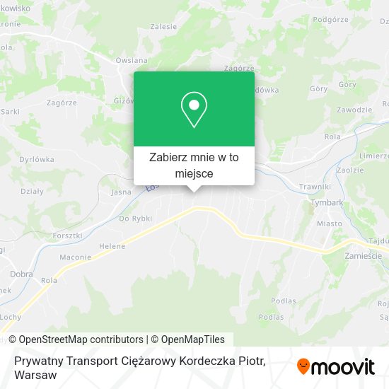 Mapa Prywatny Transport Ciężarowy Kordeczka Piotr