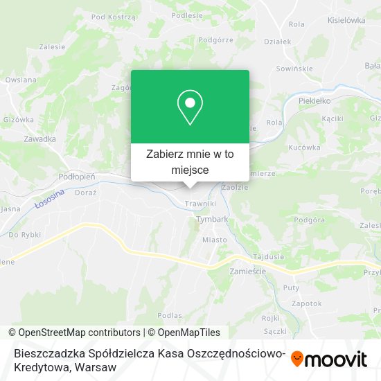 Mapa Bieszczadzka Spółdzielcza Kasa Oszczędnościowo-Kredytowa