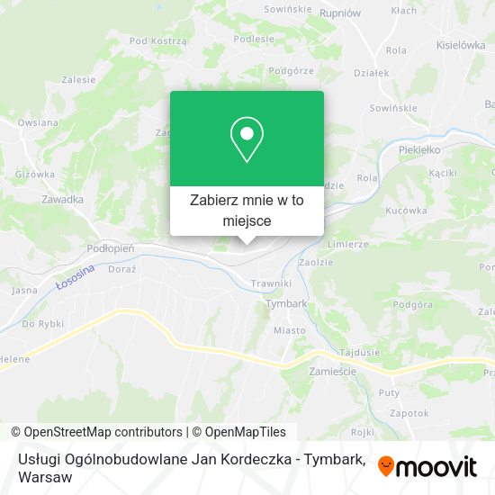 Mapa Usługi Ogólnobudowlane Jan Kordeczka - Tymbark