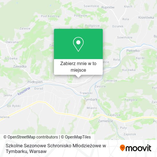 Mapa Szkolne Sezonowe Schronisko Młodzieżowe w Tymbarku