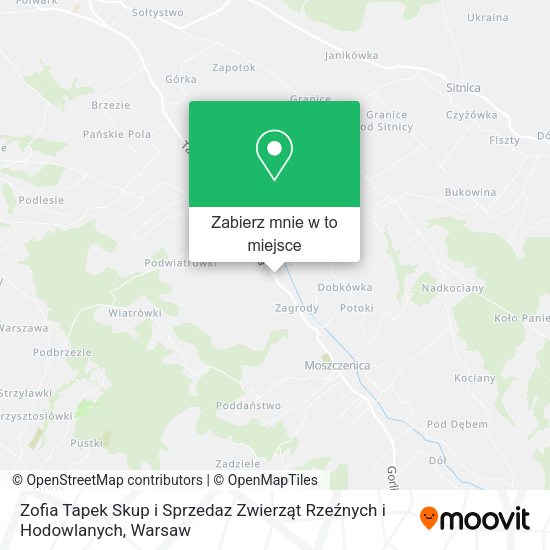 Mapa Zofia Tapek Skup i Sprzedaz Zwierząt Rzeźnych i Hodowlanych