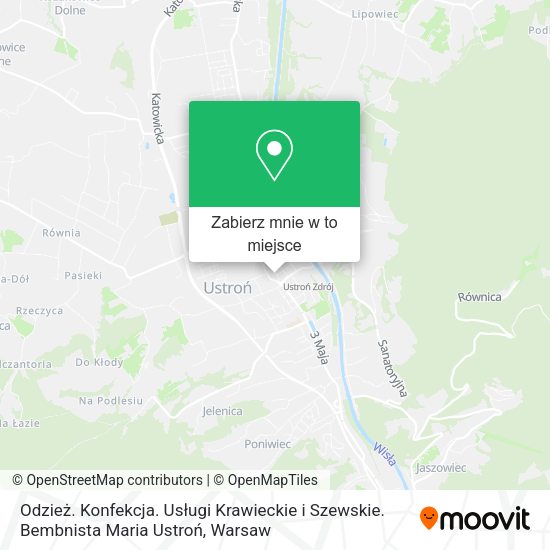 Mapa Odzież. Konfekcja. Usługi Krawieckie i Szewskie. Bembnista Maria Ustroń