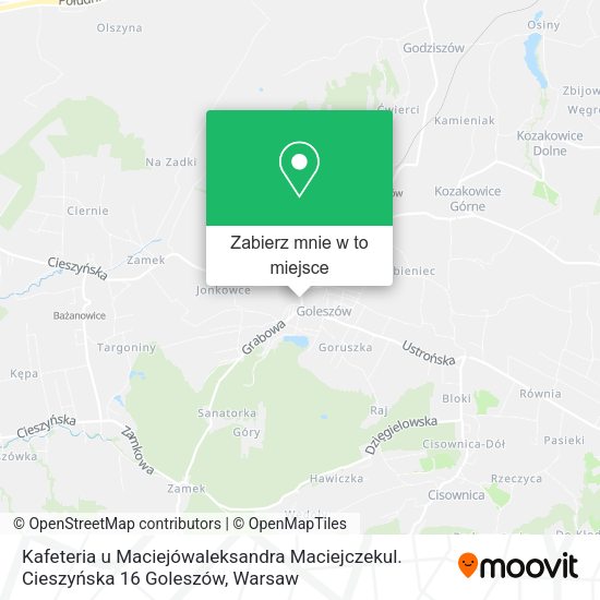 Mapa Kafeteria u Maciejówaleksandra Maciejczekul. Cieszyńska 16 Goleszów