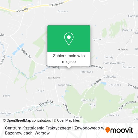 Mapa Centrum Kształcenia Praktycznego i Zawodowego w Bażanowicach