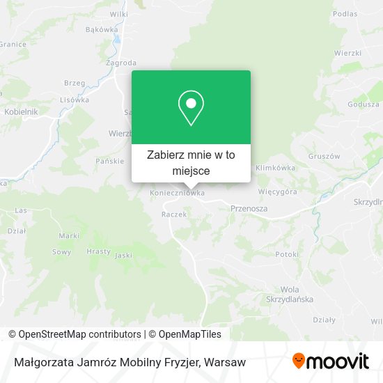 Mapa Małgorzata Jamróz Mobilny Fryzjer