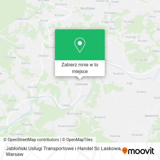 Mapa Jabłoński Usługi Transportowe i Handel Sc Laskowa