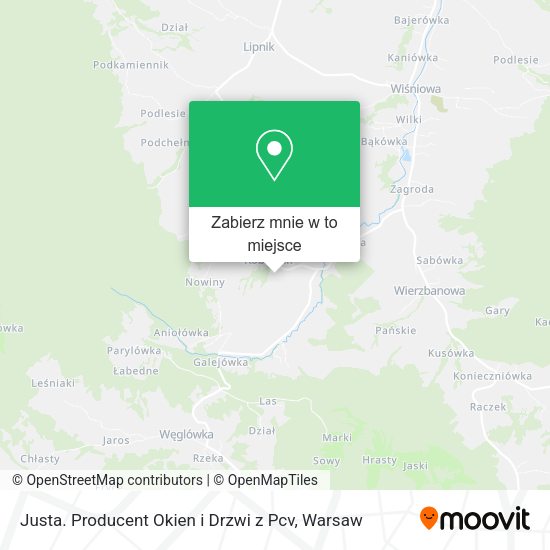 Mapa Justa. Producent Okien i Drzwi z Pcv