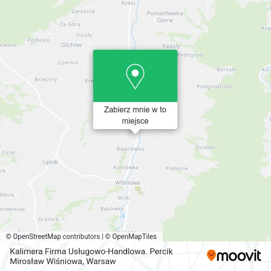 Mapa Kalimera Firma Usługowo-Handlowa. Percik Mirosław Wiśniowa