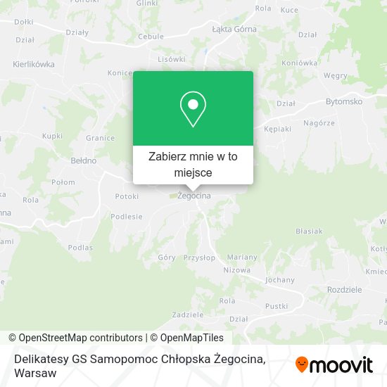 Mapa Delikatesy GS Samopomoc Chłopska Żegocina