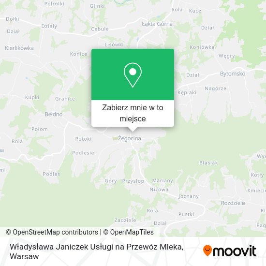 Mapa Władysława Janiczek Usługi na Przewóz Mleka