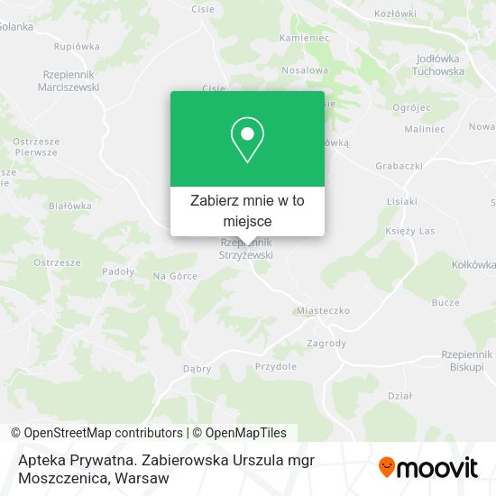 Mapa Apteka Prywatna. Zabierowska Urszula mgr Moszczenica