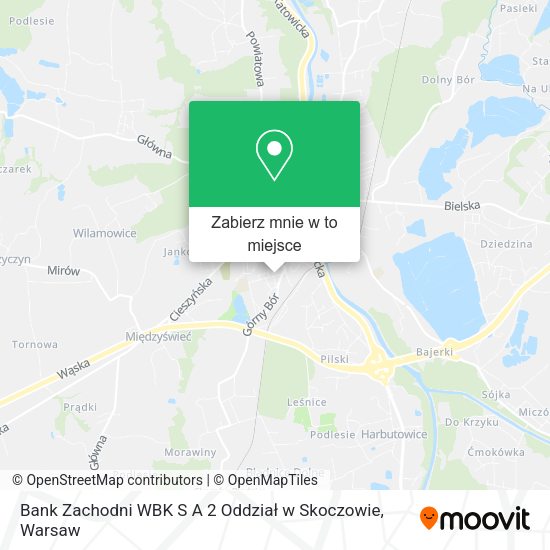 Mapa Bank Zachodni WBK S A 2 Oddział w Skoczowie