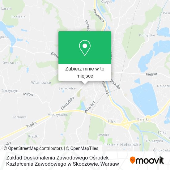 Mapa Zakład Doskonalenia Zawodowego Ośrodek Kształcenia Zawodowego w Skoczowie