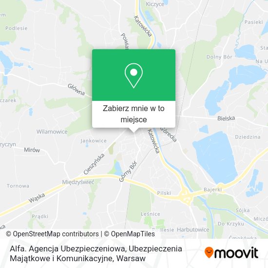 Mapa Alfa. Agencja Ubezpieczeniowa, Ubezpieczenia Majątkowe i Komunikacyjne