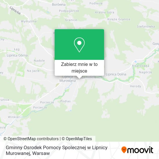 Mapa Gminny Osrodek Pomocy Spolecznej w Lipnicy Murowanej