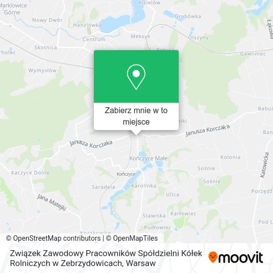 Mapa Związek Zawodowy Pracowników Spółdzielni Kółek Rolniczych w Zebrzydowicach