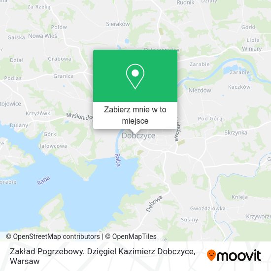 Mapa Zakład Pogrzebowy. Dzięgiel Kazimierz Dobczyce