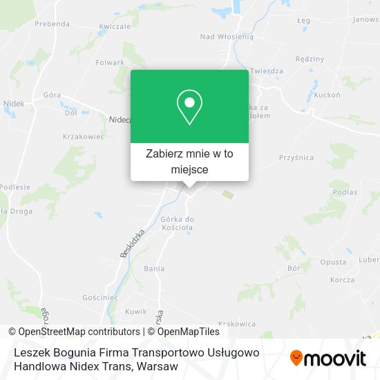 Mapa Leszek Bogunia Firma Transportowo Usługowo Handlowa Nidex Trans