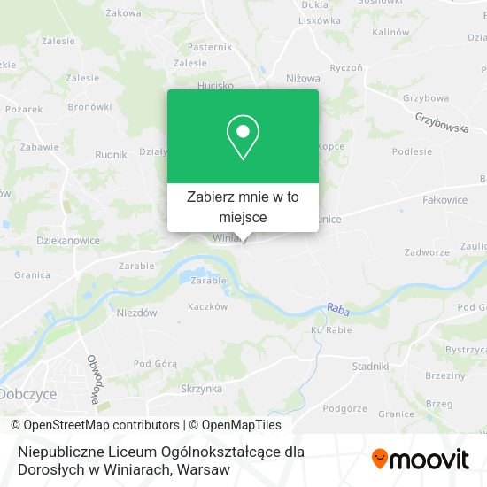 Mapa Niepubliczne Liceum Ogólnokształcące dla Dorosłych w Winiarach