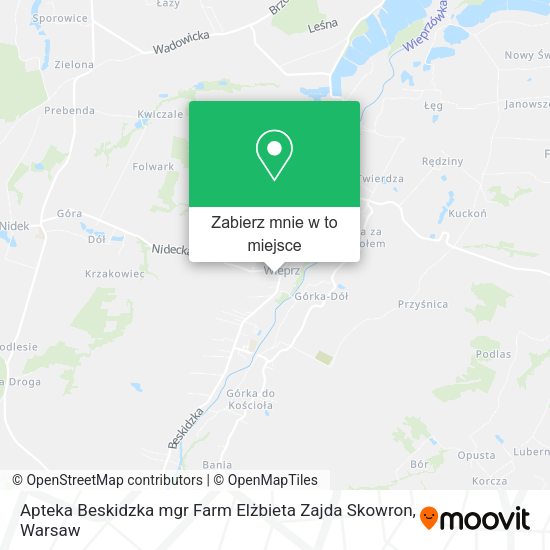 Mapa Apteka Beskidzka mgr Farm Elżbieta Zajda Skowron