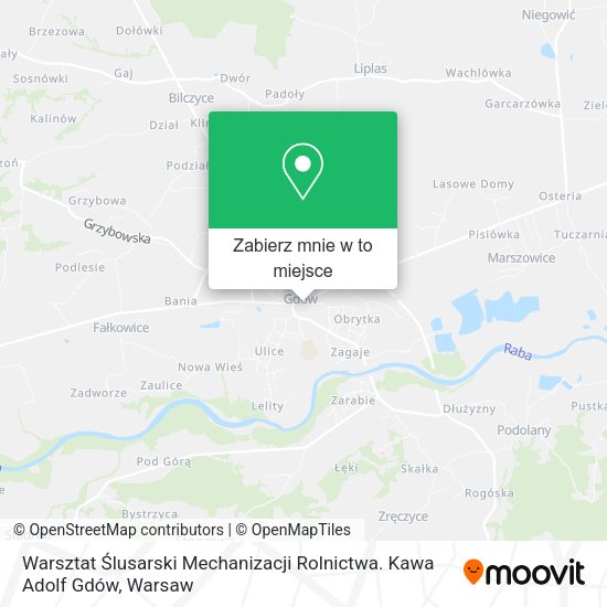 Mapa Warsztat Ślusarski Mechanizacji Rolnictwa. Kawa Adolf Gdów