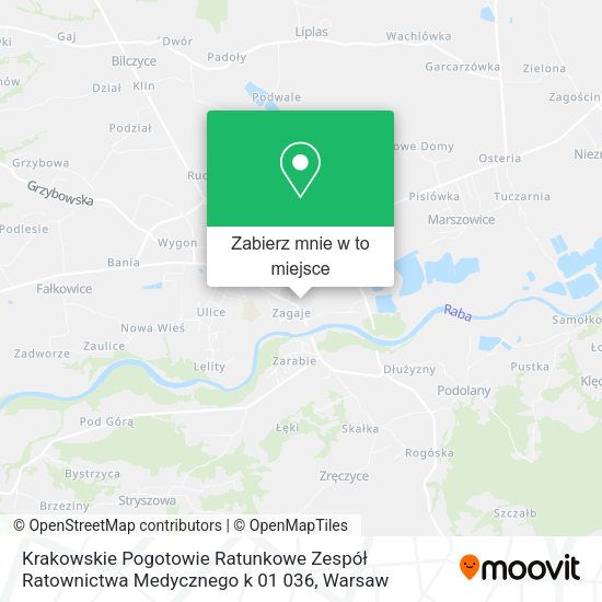 Mapa Krakowskie Pogotowie Ratunkowe Zespół Ratownictwa Medycznego k 01 036