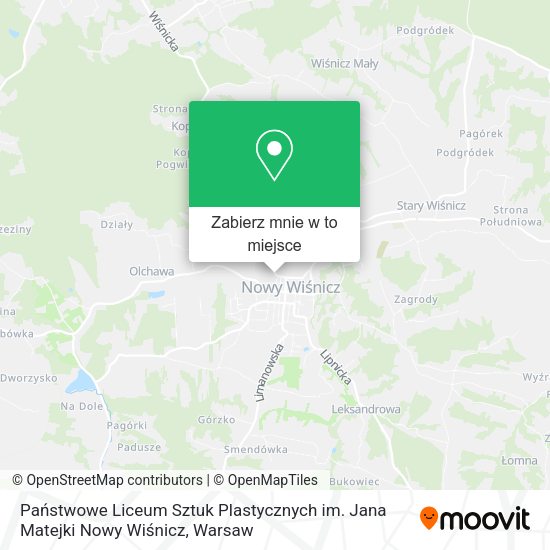 Mapa Państwowe Liceum Sztuk Plastycznych im. Jana Matejki Nowy Wiśnicz