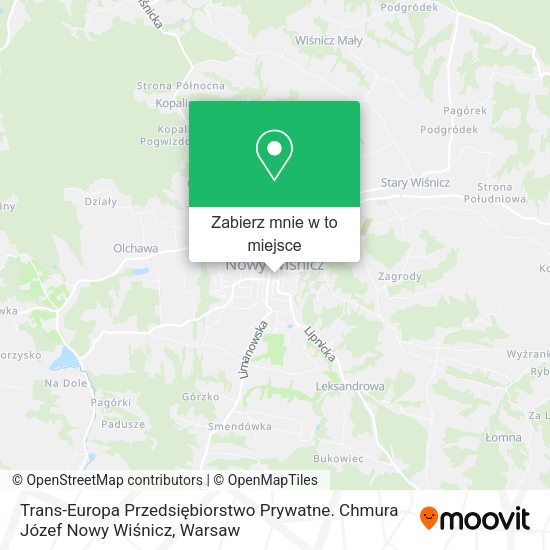 Mapa Trans-Europa Przedsiębiorstwo Prywatne. Chmura Józef Nowy Wiśnicz