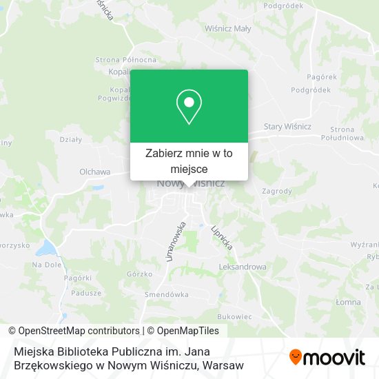 Mapa Miejska Biblioteka Publiczna im. Jana Brzękowskiego w Nowym Wiśniczu