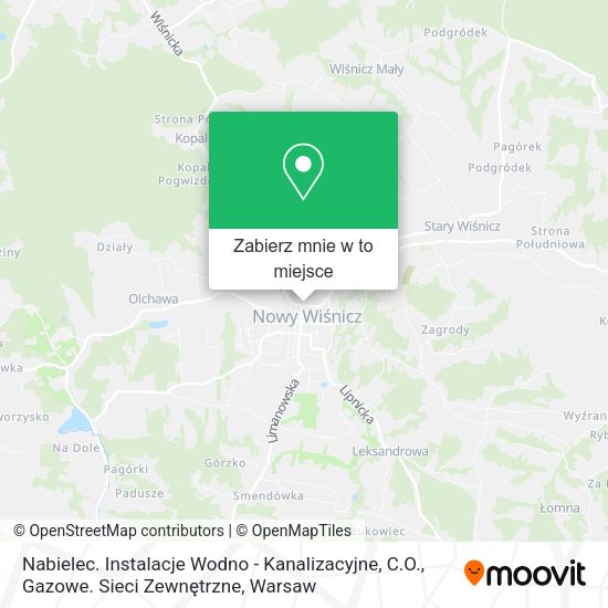 Mapa Nabielec. Instalacje Wodno - Kanalizacyjne, C.O., Gazowe. Sieci Zewnętrzne