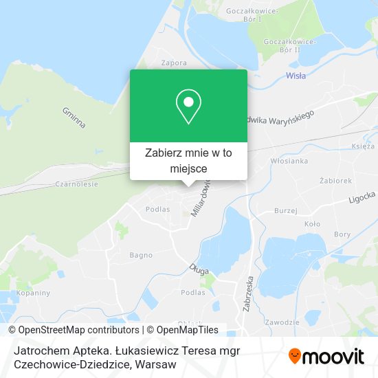 Mapa Jatrochem Apteka. Łukasiewicz Teresa mgr Czechowice-Dziedzice