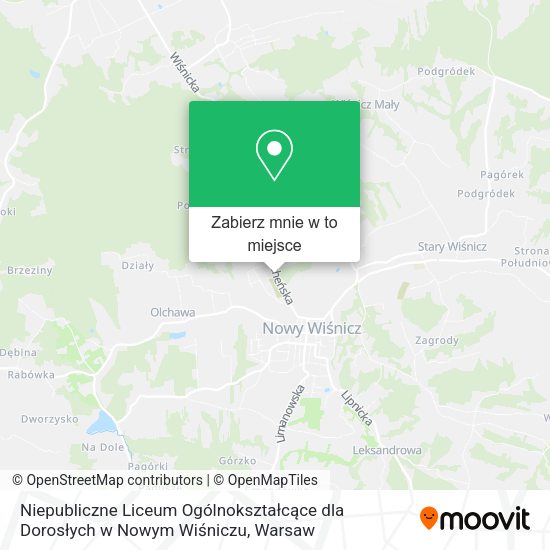 Mapa Niepubliczne Liceum Ogólnokształcące dla Dorosłych w Nowym Wiśniczu