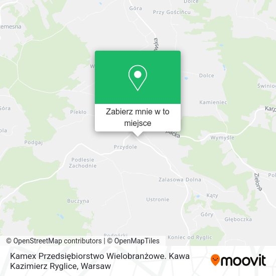 Mapa Kamex Przedsiębiorstwo Wielobranżowe. Kawa Kazimierz Ryglice