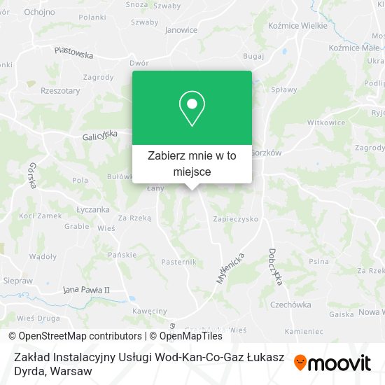 Mapa Zakład Instalacyjny Usługi Wod-Kan-Co-Gaz Łukasz Dyrda