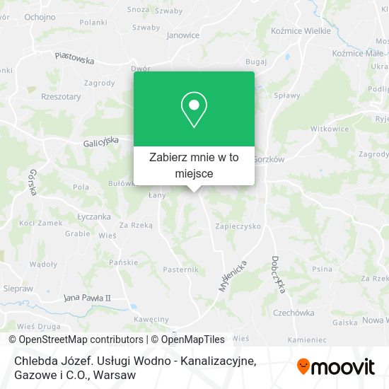 Mapa Chlebda Józef. Usługi Wodno - Kanalizacyjne, Gazowe i C.O.