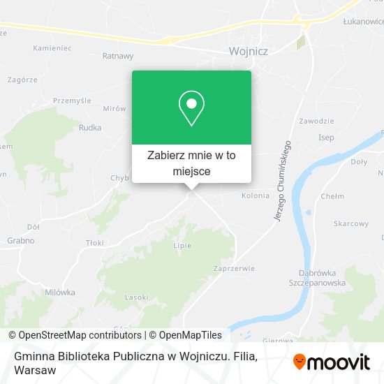 Mapa Gminna Biblioteka Publiczna w Wojniczu. Filia