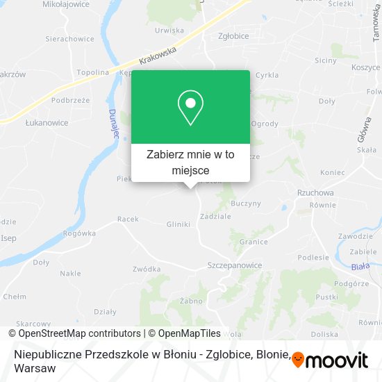 Mapa Niepubliczne Przedszkole w Błoniu - Zglobice, Blonie