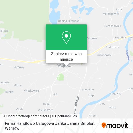 Mapa Firma Handlowo Usługowa Janka Janina Smoleń