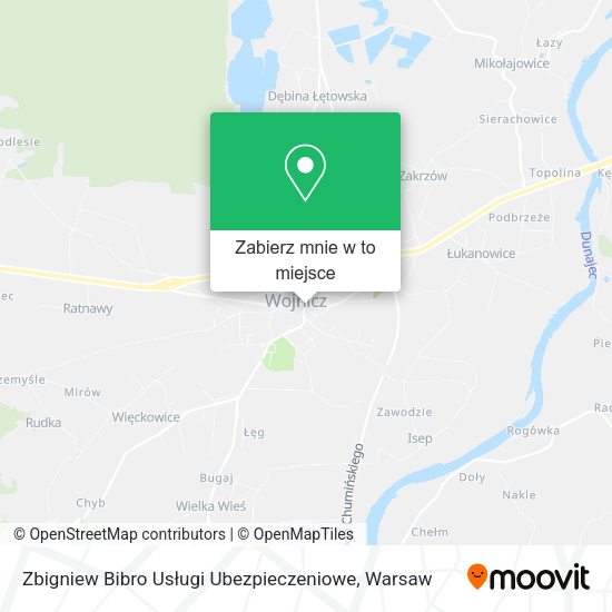 Mapa Zbigniew Bibro Usługi Ubezpieczeniowe