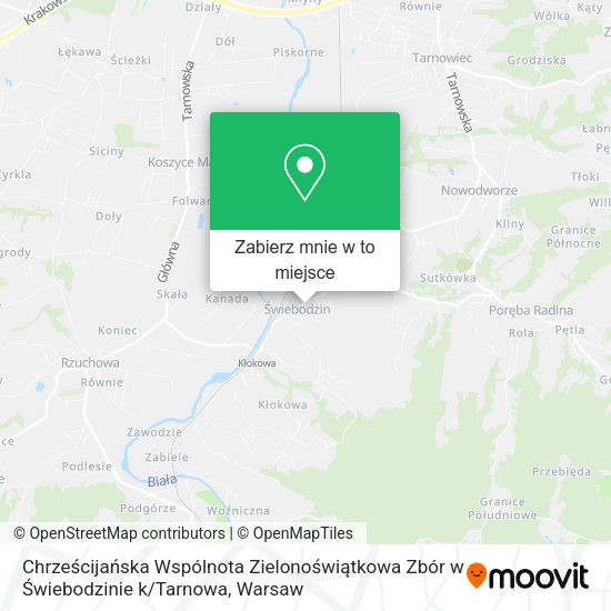 Mapa Chrześcijańska Wspólnota Zielonoświątkowa Zbór w Świebodzinie k / Tarnowa