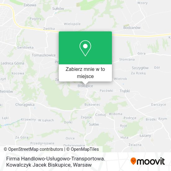 Mapa Firma Handlowo-Usługowo-Transportowa. Kowalczyk Jacek Biskupice