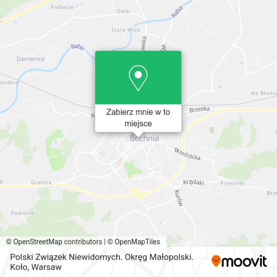 Mapa Polski Związek Niewidomych. Okręg Małopolski. Koło