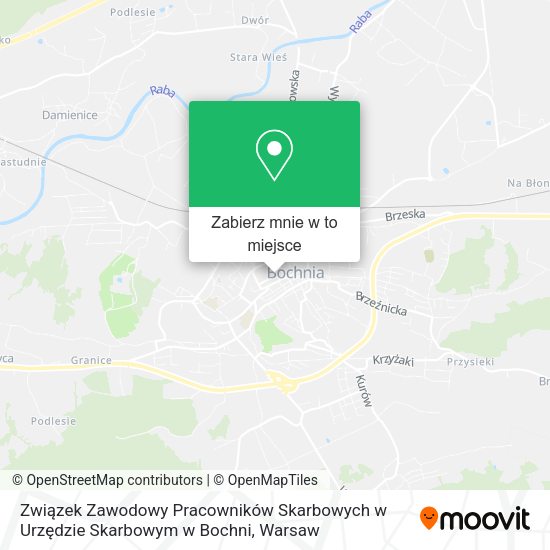 Mapa Związek Zawodowy Pracowników Skarbowych w Urzędzie Skarbowym w Bochni