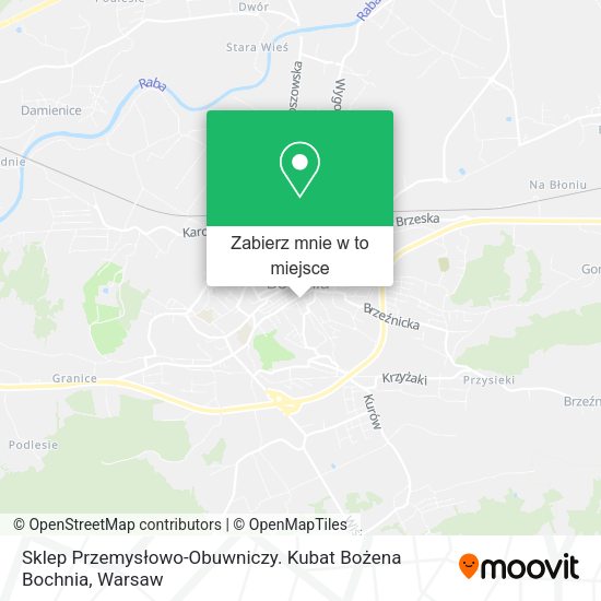 Mapa Sklep Przemysłowo-Obuwniczy. Kubat Bożena Bochnia