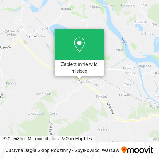 Mapa Justyna Jagła Sklep Rodzinny - Spytkowice