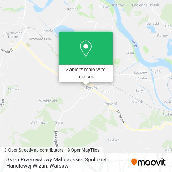 Mapa Sklep Przemysłowy Małopolskiej Spółdzielni Handlowej Wizan