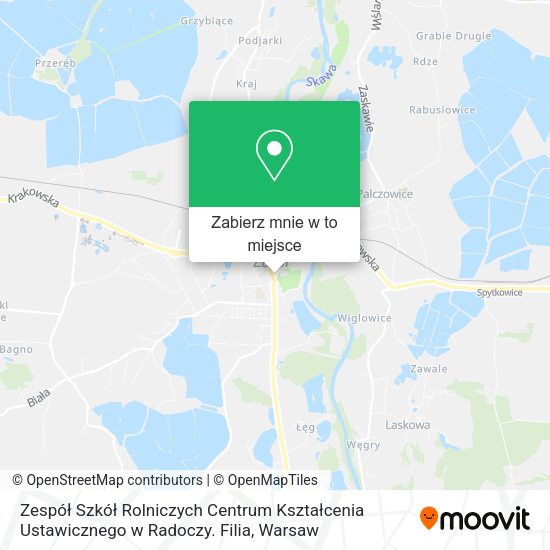 Mapa Zespół Szkół Rolniczych Centrum Kształcenia Ustawicznego w Radoczy. Filia