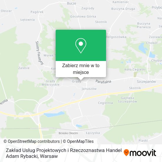 Mapa Zakład Usług Projektowych i Rzeczoznastwa Handel Adam Rybacki