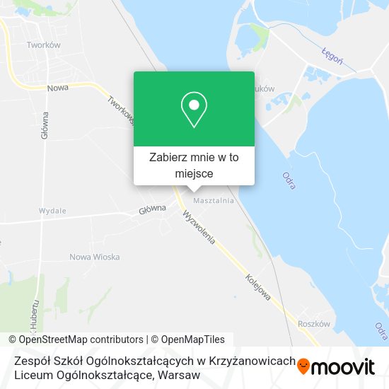 Mapa Zespół Szkół Ogólnokształcących w Krzyżanowicach Liceum Ogólnokształcące